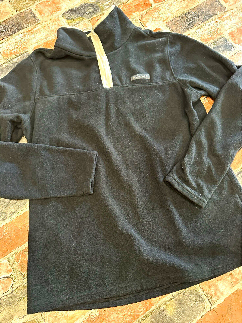 Columbia Womens Black Solid Fleece 1/4 Zip Mock Neck Pullover Sweatshirt L